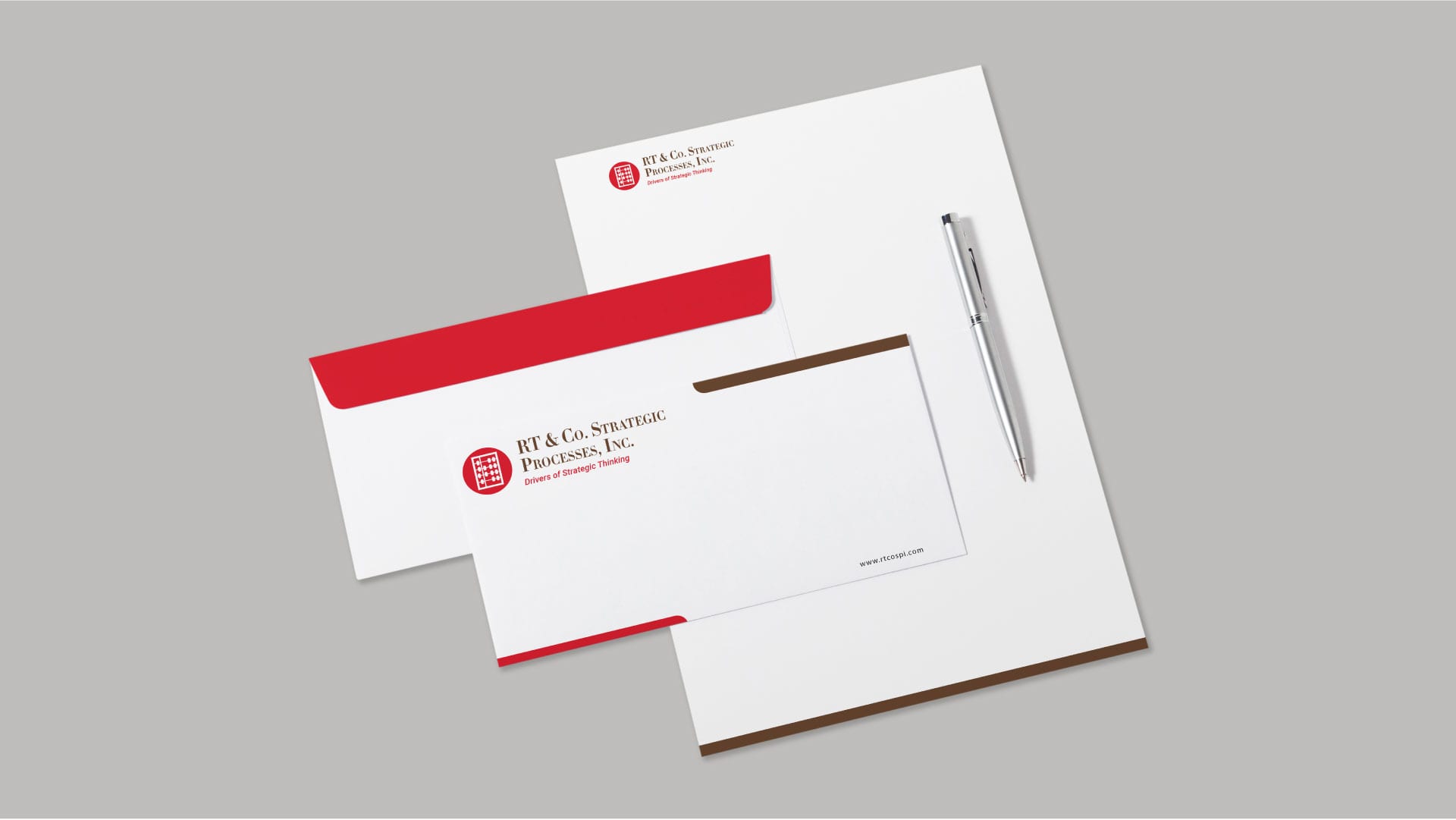 Corporate identity design mockup for RT & Co. SPI