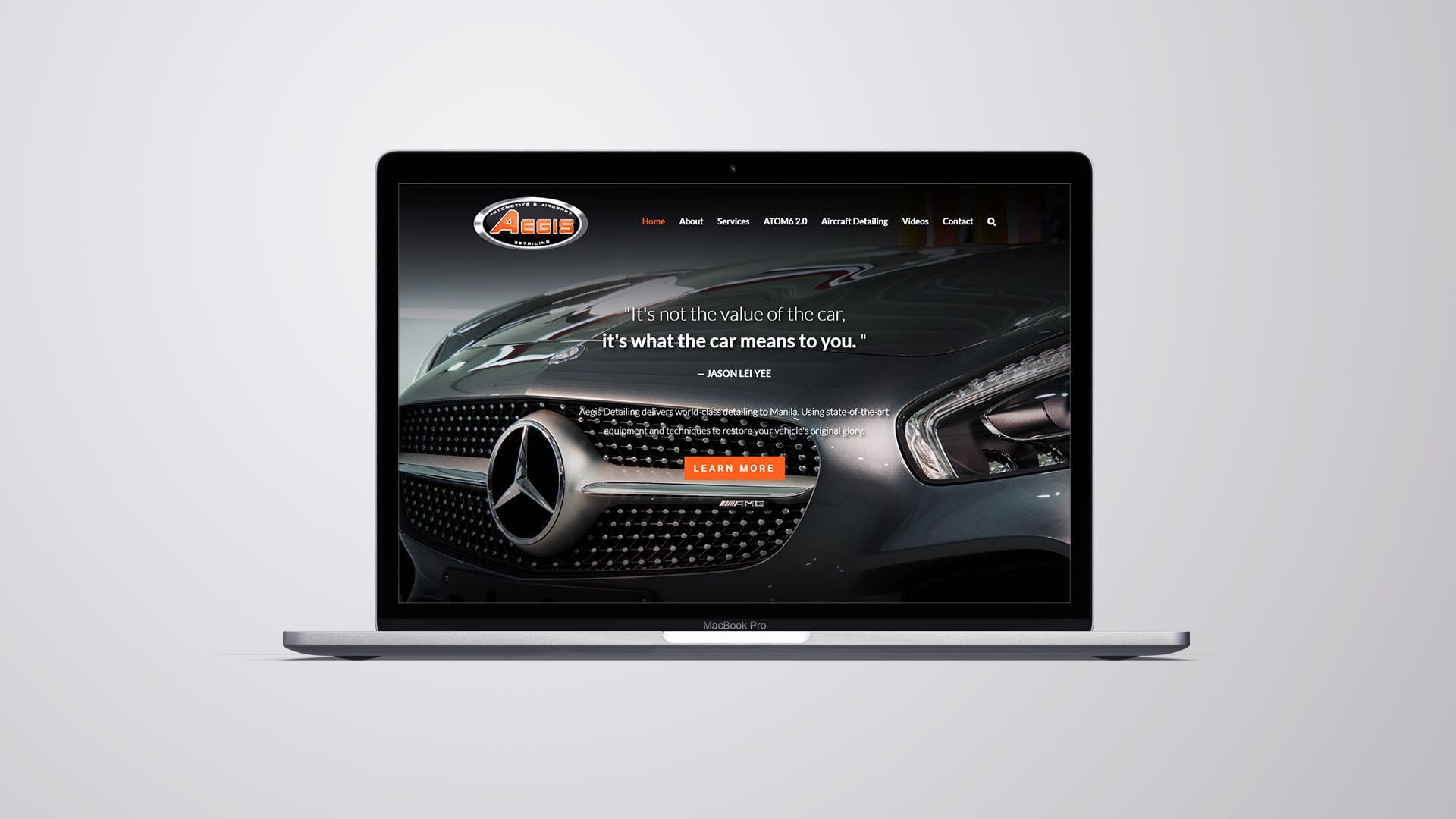 Web design mockup for Aegis