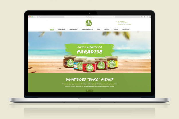 Website design mockup for Buko Foods Uk