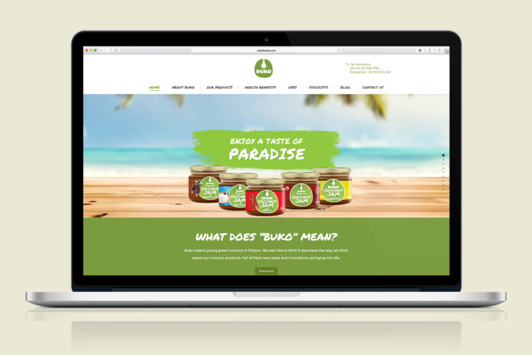 Website design mockup for Buko Foods Uk