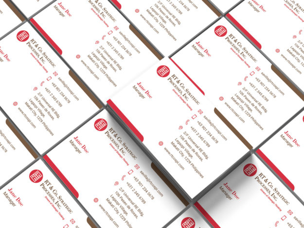 Business card design mockup for RT & Co. SPI