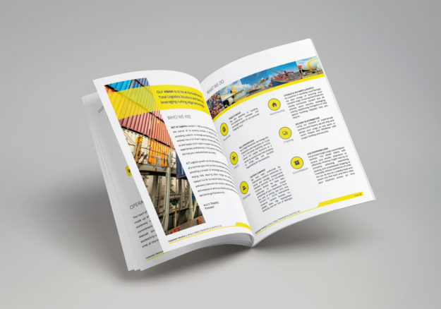 Mockup company profile design for ACT & Logistics