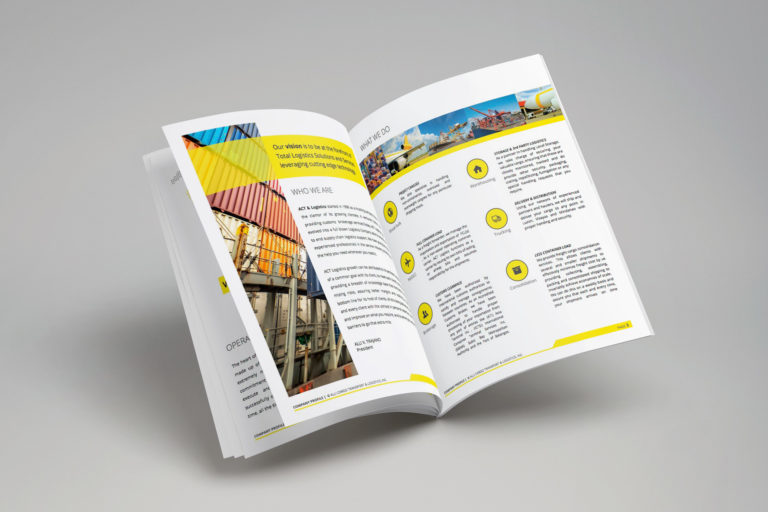 Mockup company profile design for ACT & Logistics
