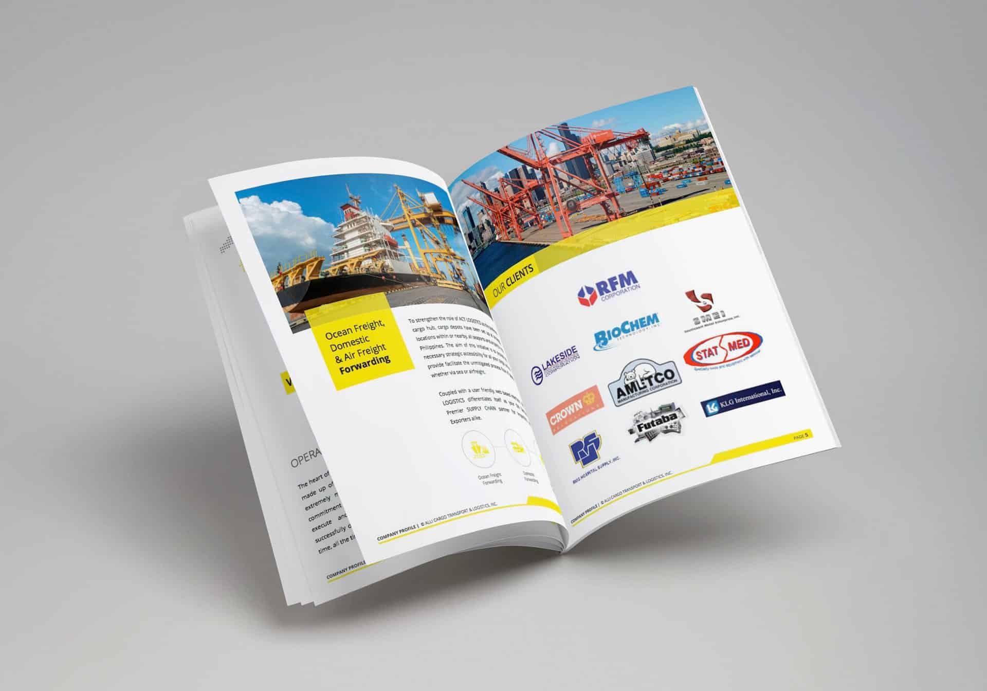 Mockup Company Profile design for ACT & Logistics