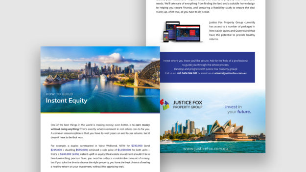 Email newsletter design for Justice Fox Property Group Australia