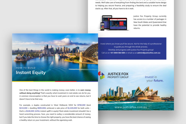 Email newsletter design for Justice Fox Property Group Australia