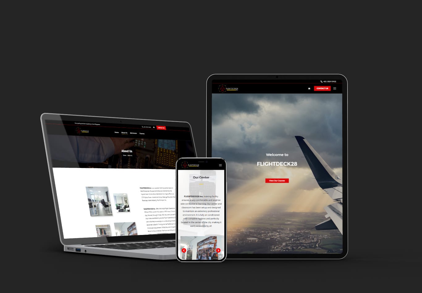 Mockup website design for Flightdeck28