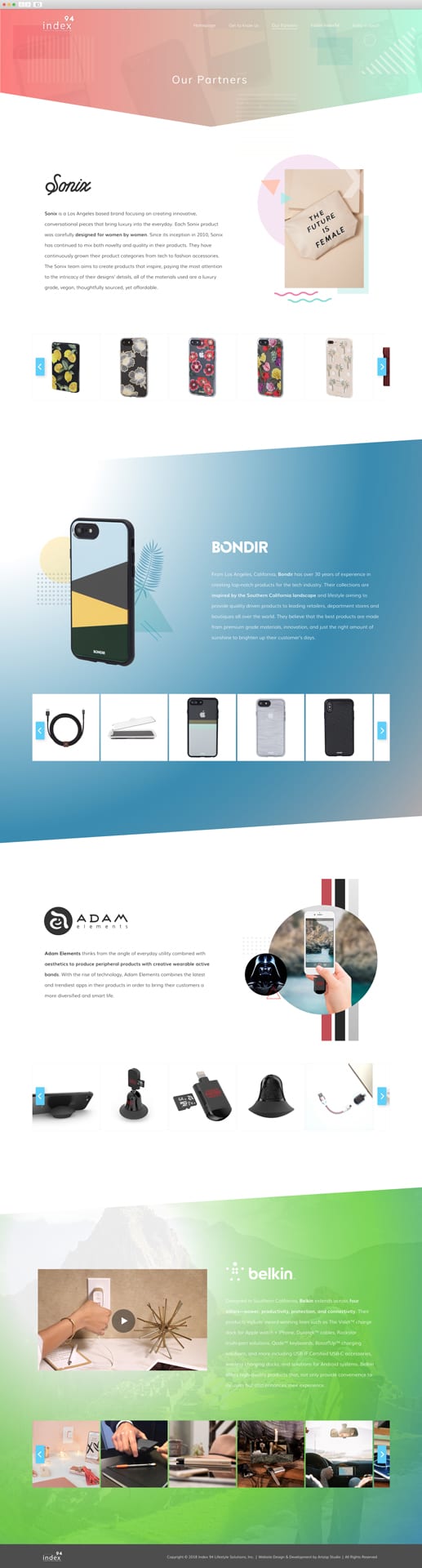 subpage web design for client Index94