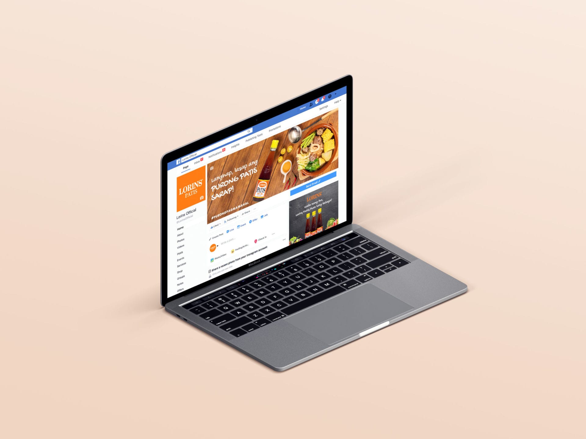 Facebook Mockup Page for Lorins Patis Puro