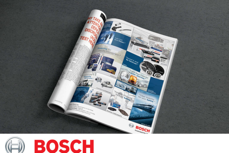 Magazine design mockup for Bosch