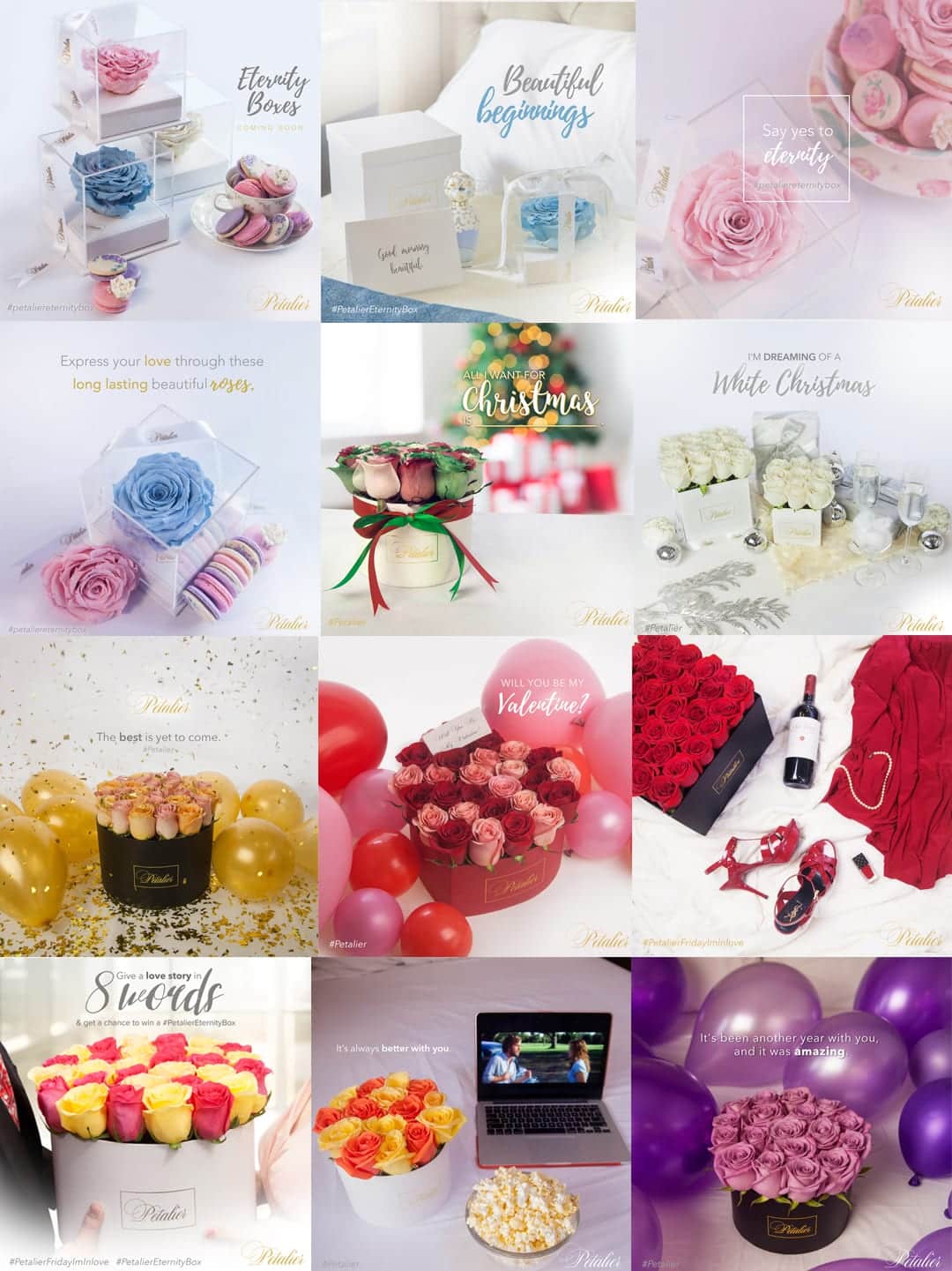 Social media design posts for Petalier