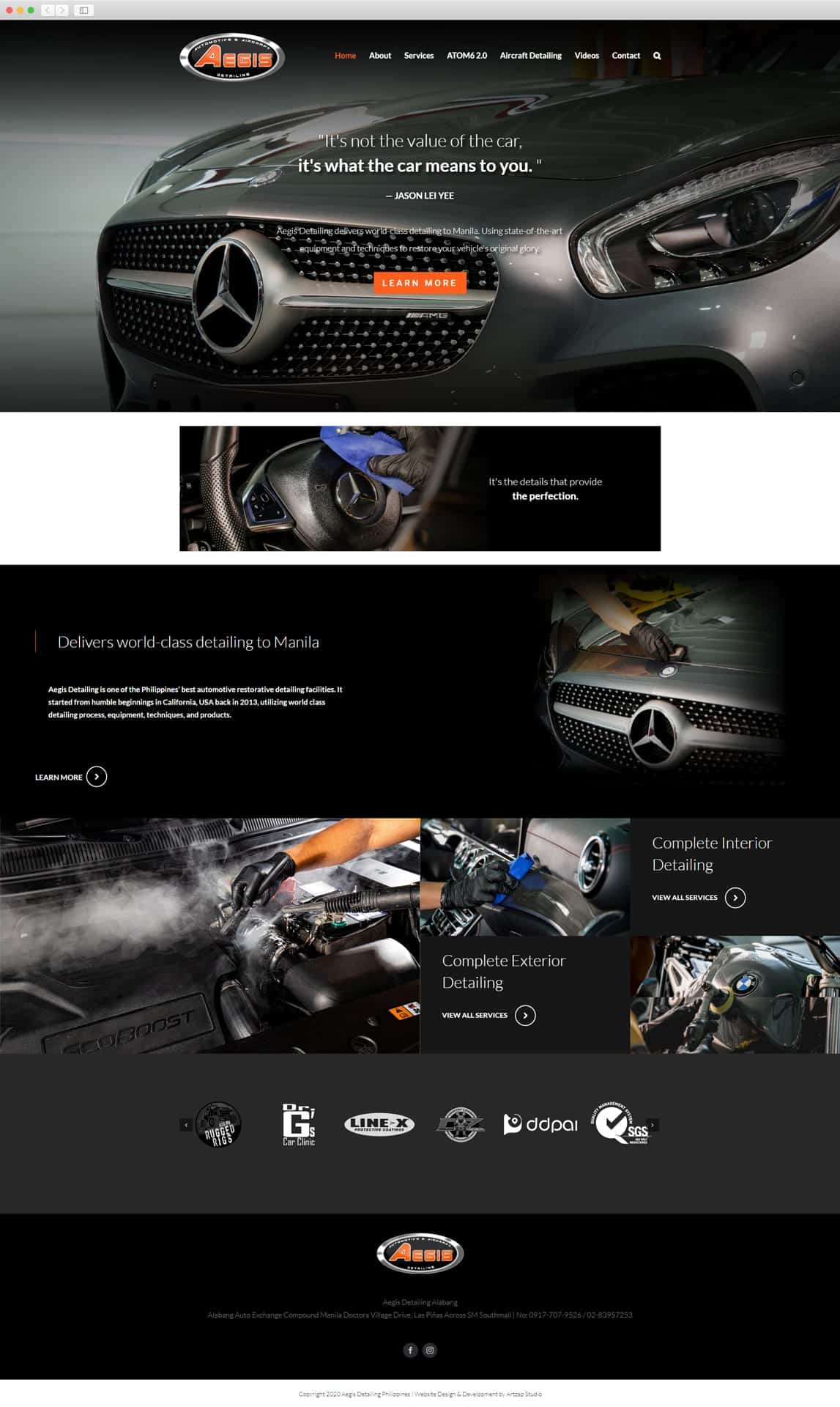 Home page web design for Aegis