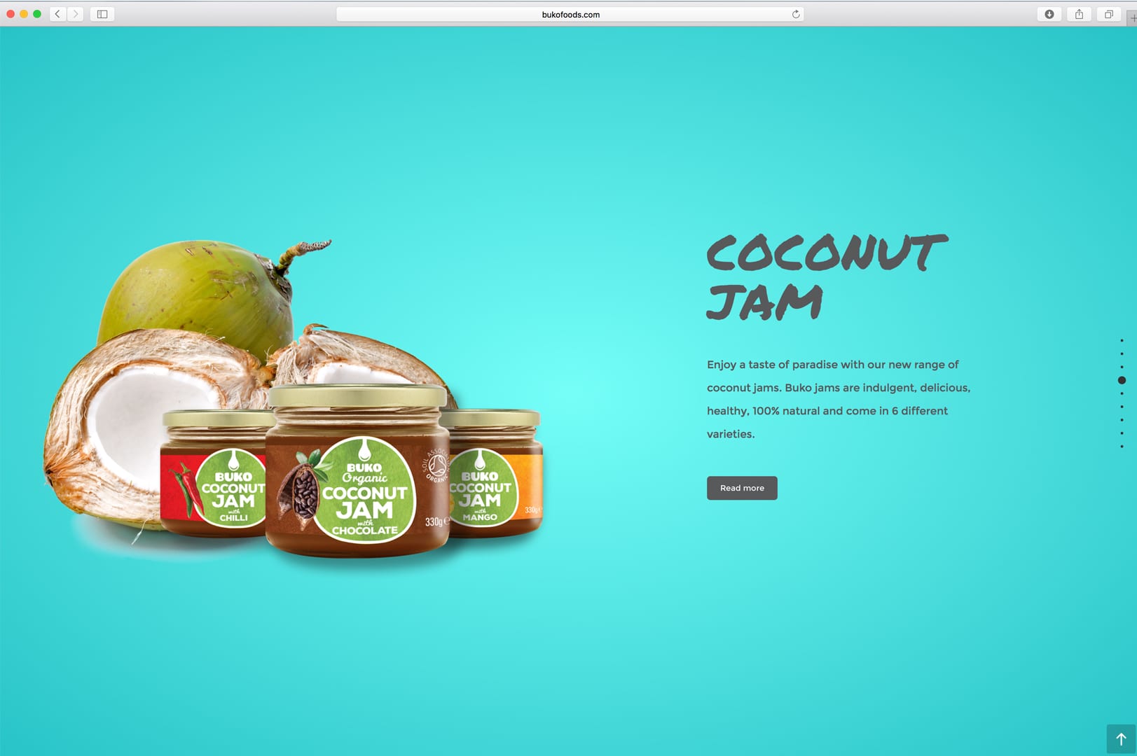 Web page design for Buko Foods Uk