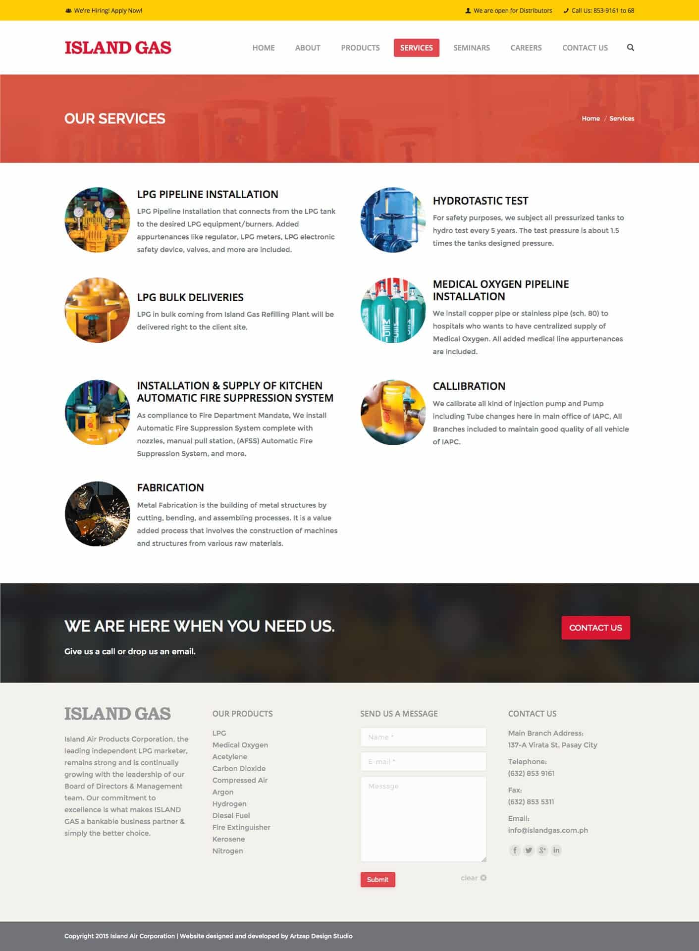 Website page design for Island Gas