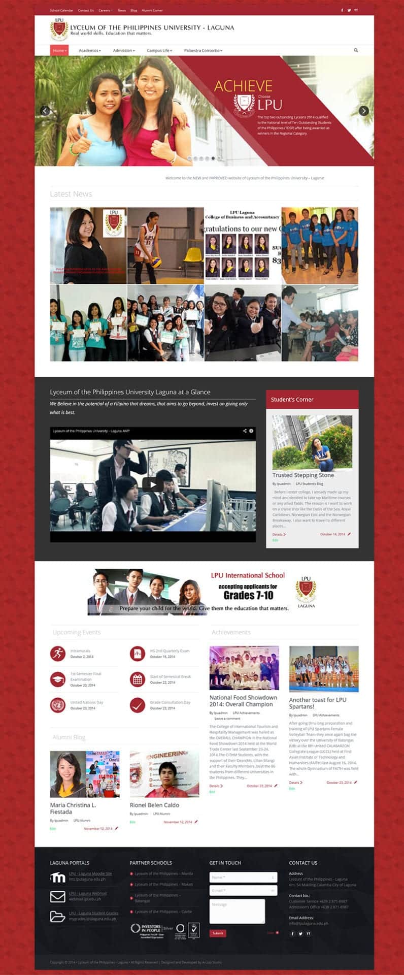 Homepage website design for LPU