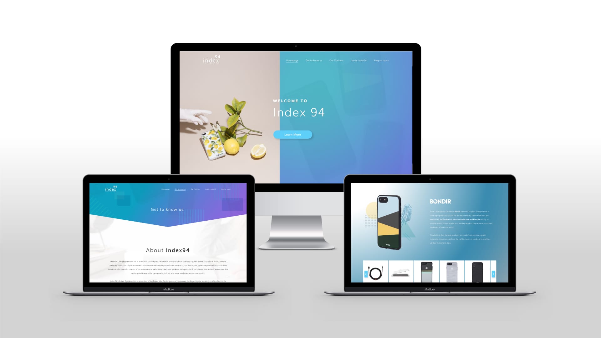 website design mockup for client Index94