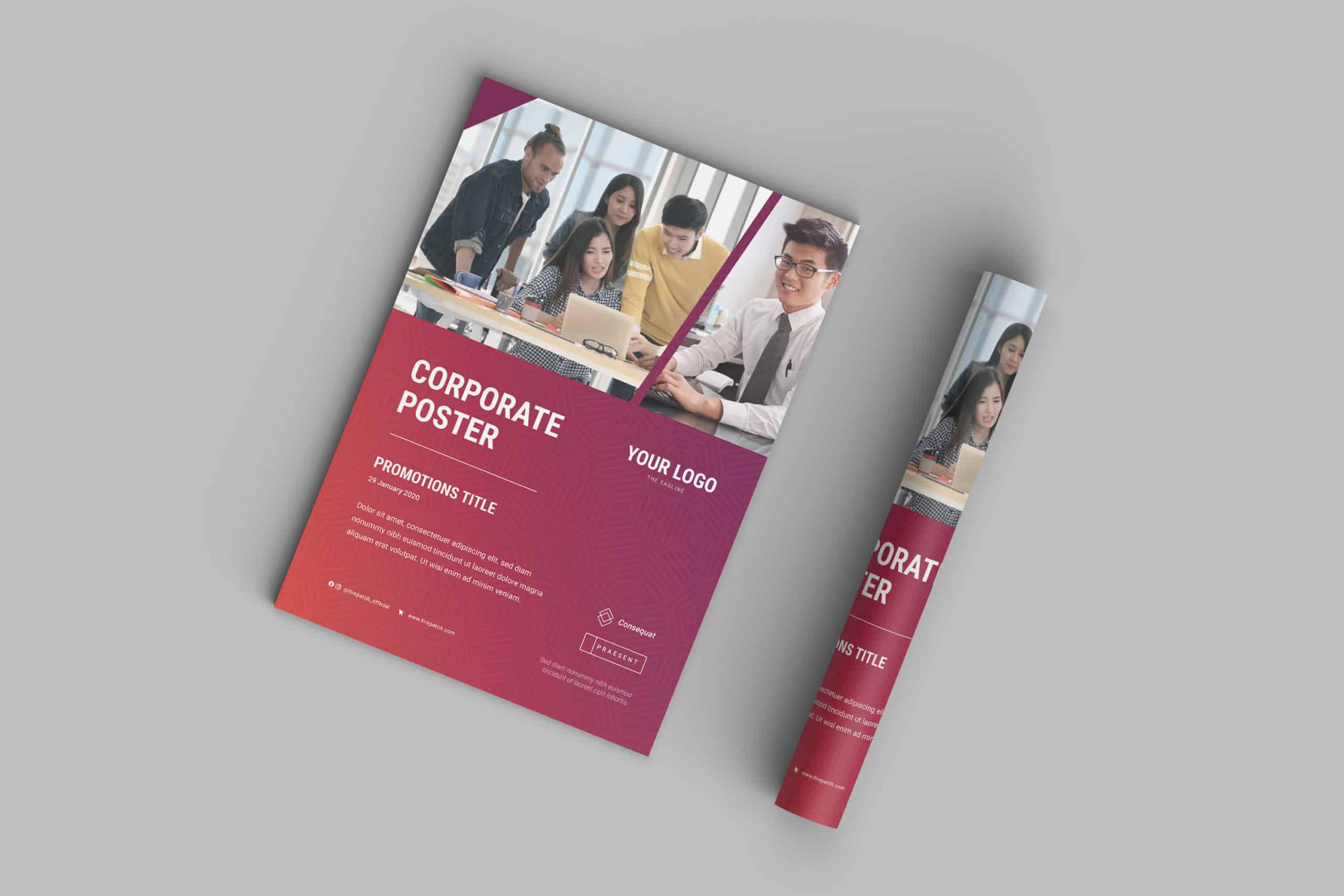 Editable Modern Corporate Identity Design with Poster and Trifold Brochure - Image 2