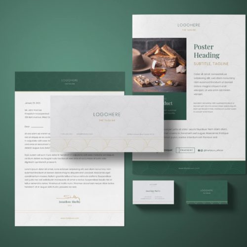 Editable Green Corporate Identity Design with Poster and Flyer Templates