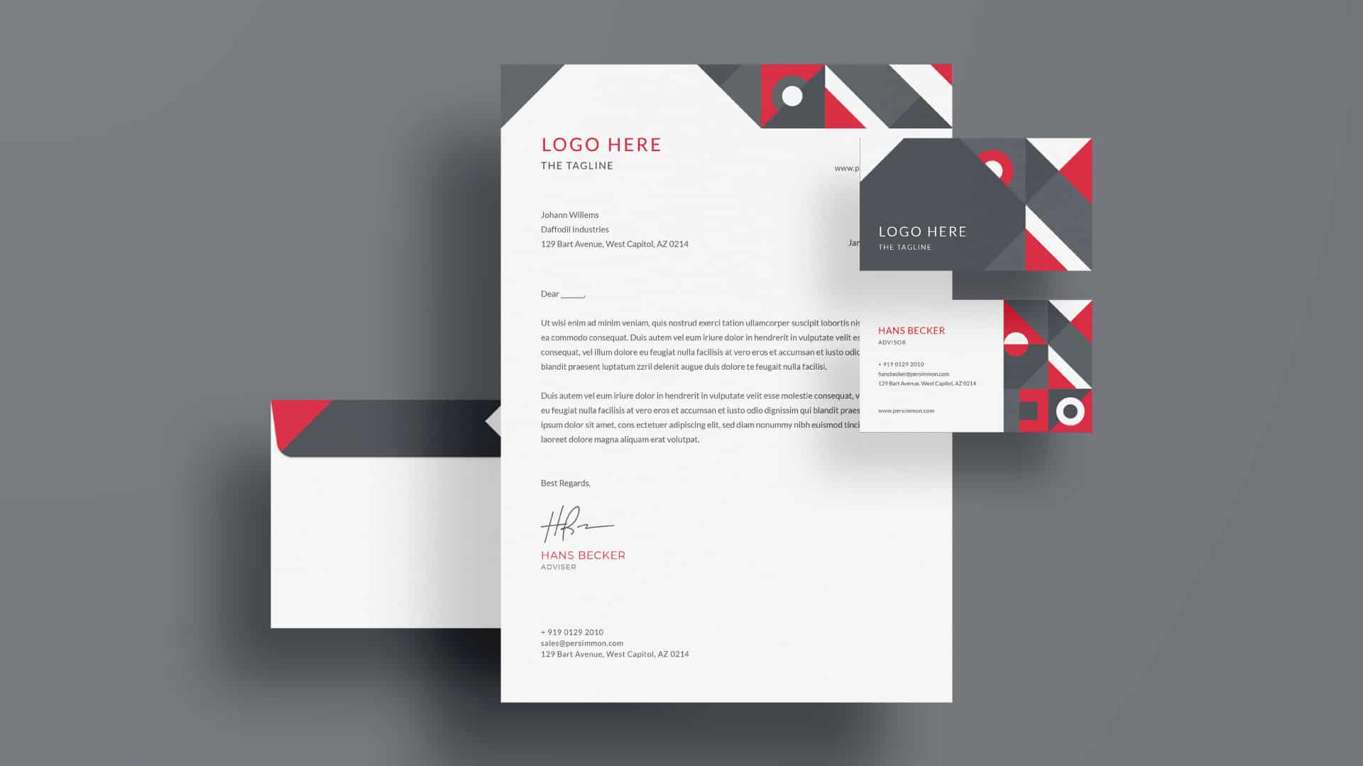 Red & Dark Grey Editable Corporate Identity Design with Poster and Flyer - Image 3